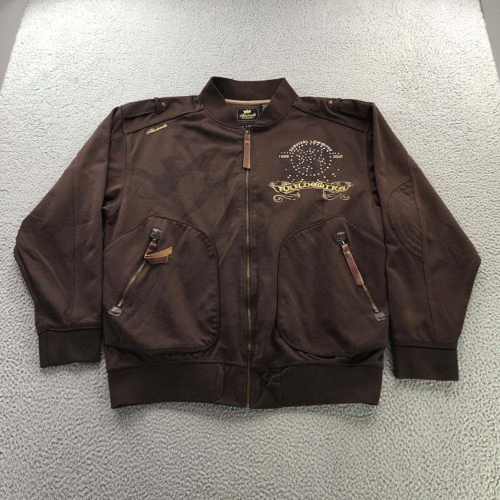 Vintage Akademiks Jacket Mens Extra Large Brown Y2K Embroidered Skater Studded